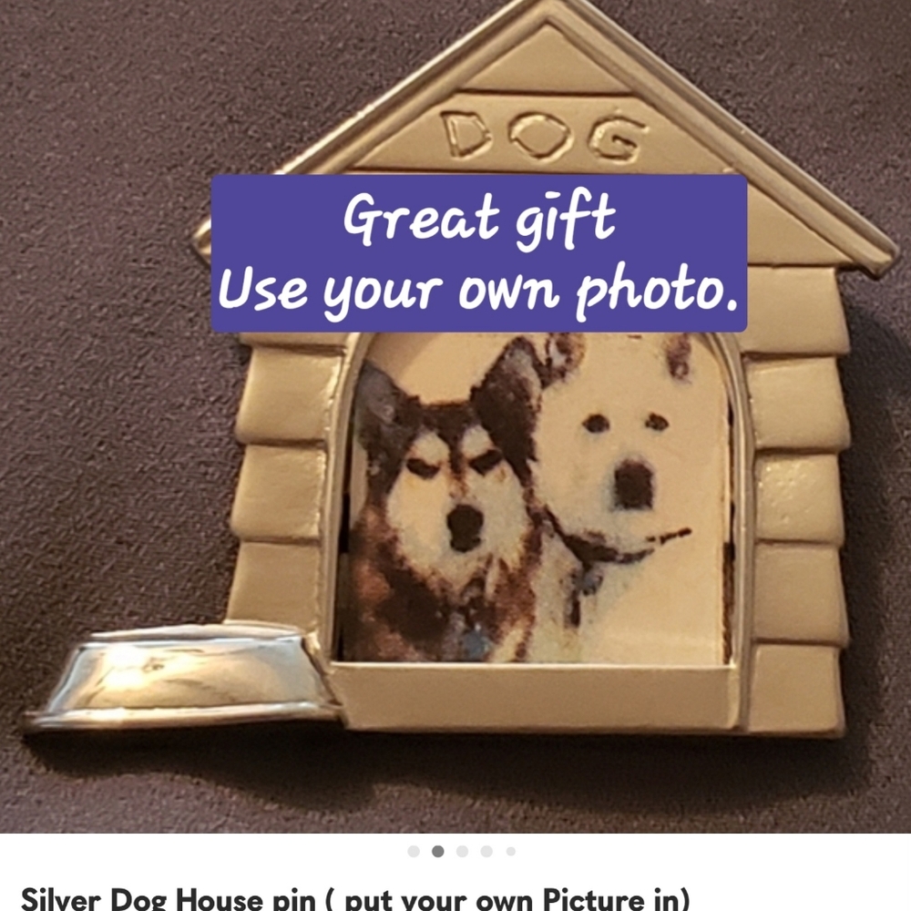 Silver Dog House pin ( put your own Picture in)
